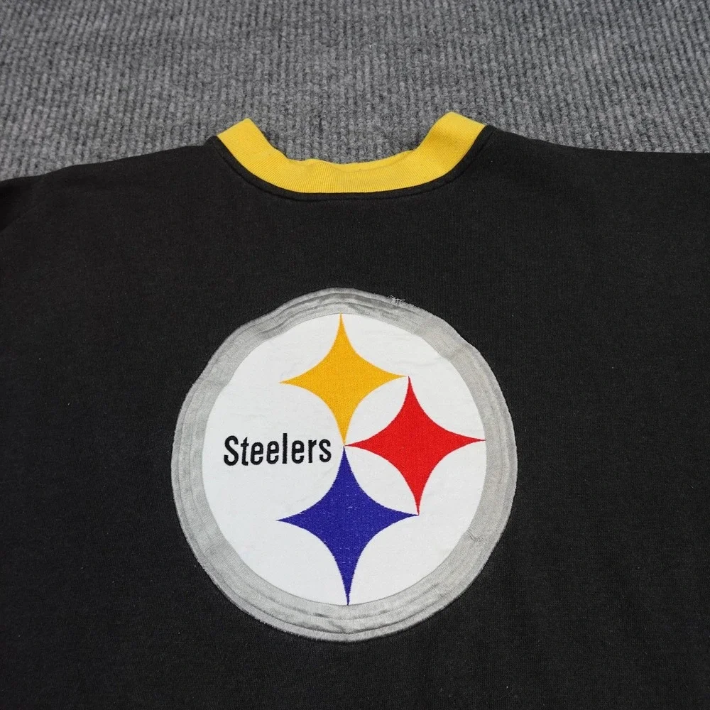 Vintage Pittsburgh Steelers Sweatshirt Mens Large Black NFL Pro Player Crewneck